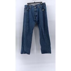 LEVI'S Men's Medium Blue Denim 501 Straight-Leg Button-Fly Jeans SZ 36X29